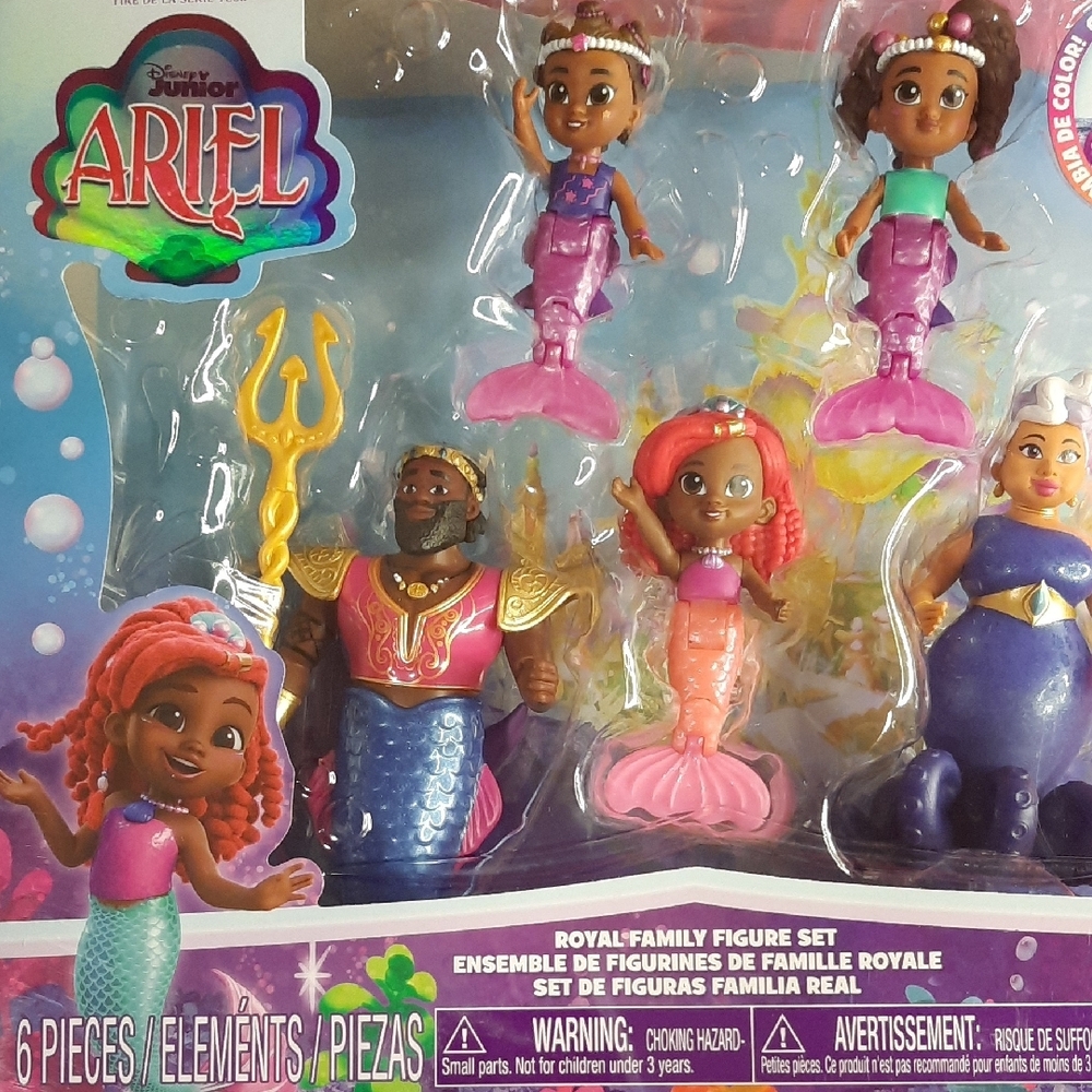 6 Piece Disney Ariel Royal Family Figure Set - Purple, Blue, Pink - Picture 2 of 4